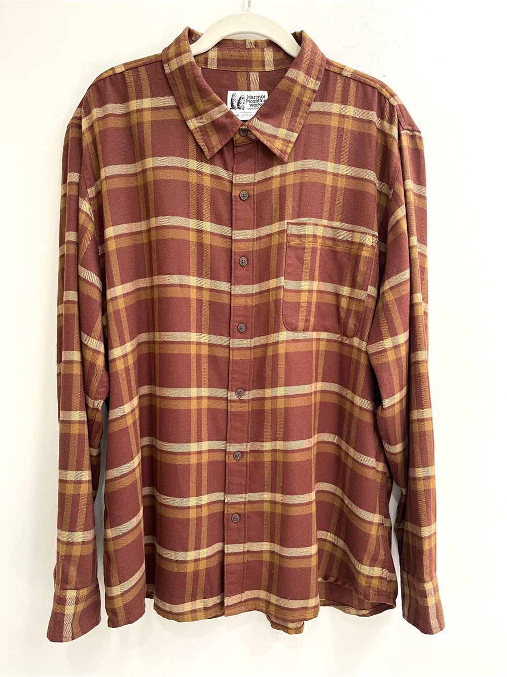 Marmot Mountain Works Fairfax Novelty Lightweight Flannel Brown Ran Plaid XL